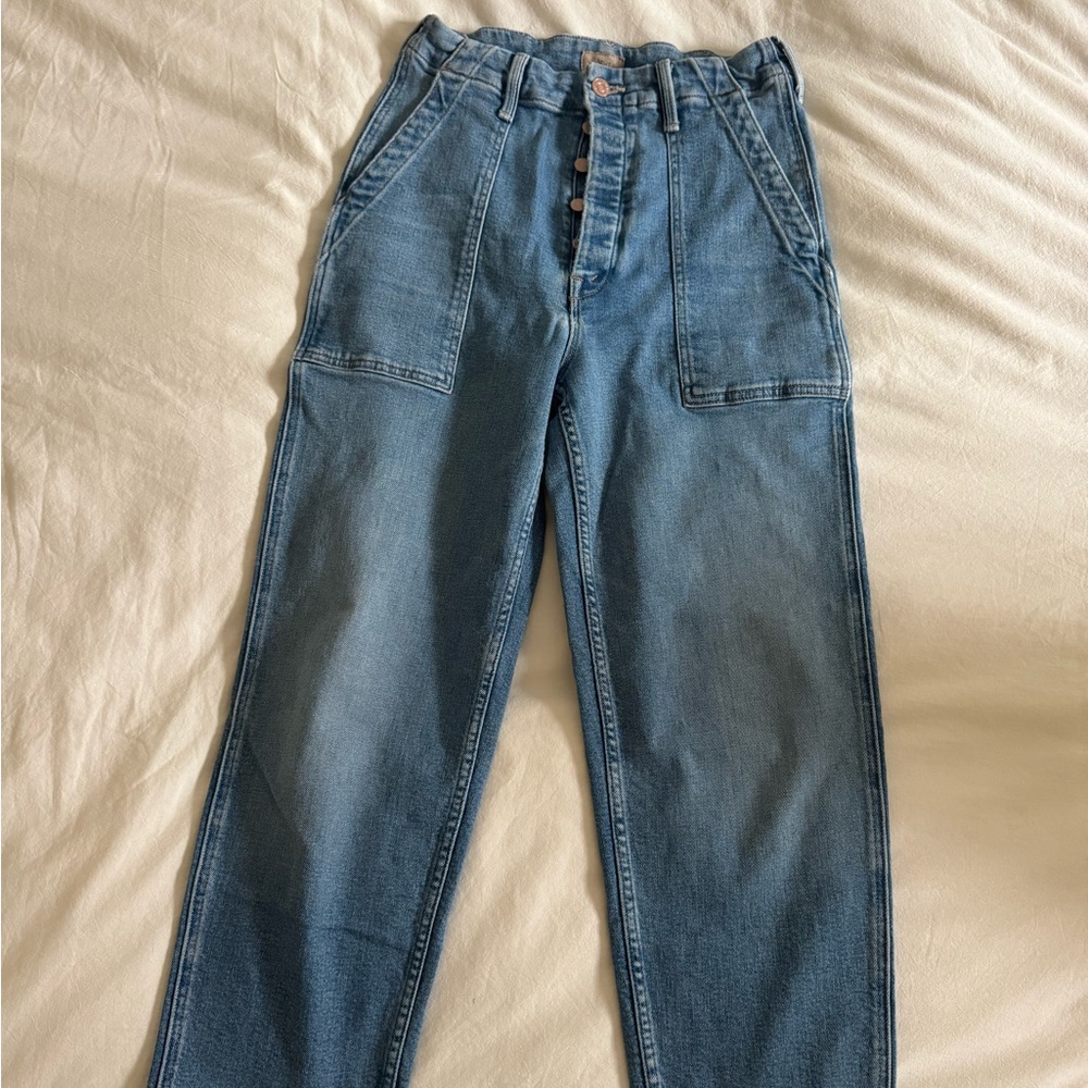MOTHER Patch pocket Private flood Jeans with Button Fly